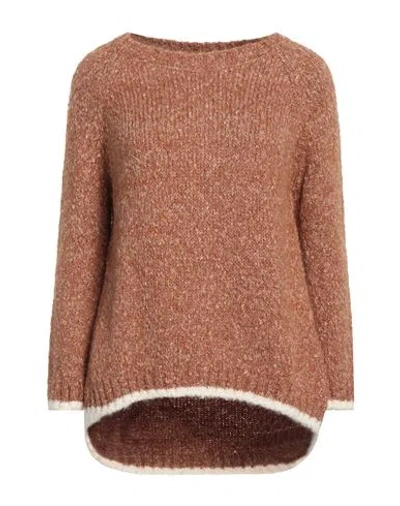 Aspesi Woman Sweater Camel Size 8 Polyester, Alpaca Wool, Cotton, Polyamide In Beige