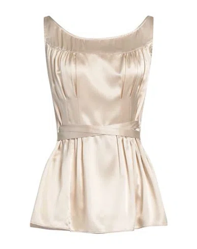 Aspesi Woman Top Beige Size 4 Silk