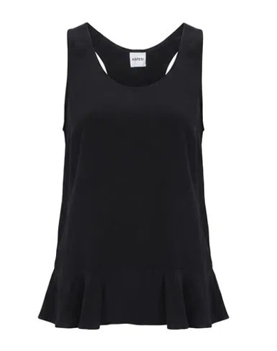 Aspesi Woman Top Black Size 6 Silk