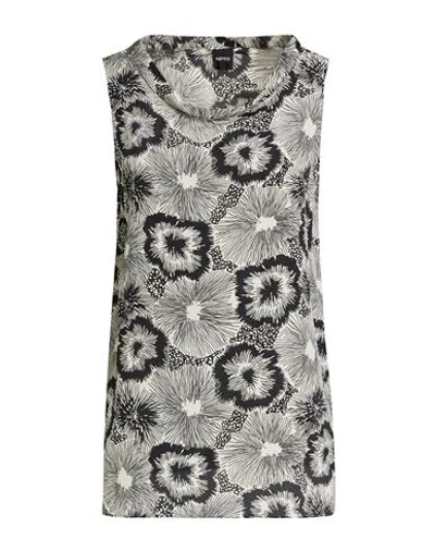 Aspesi Woman Top Black Size 8 Silk In Gray