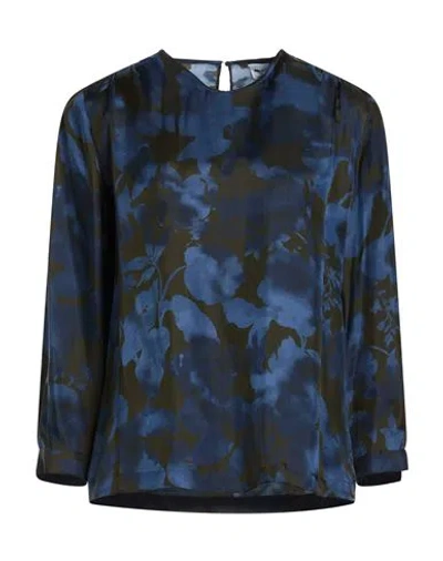 Aspesi Woman Top Navy Size 10 Viscose, Silk In Blue