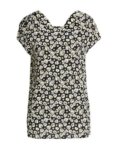 Aspesi Woman Top Navy Size 2 Silk In Blue