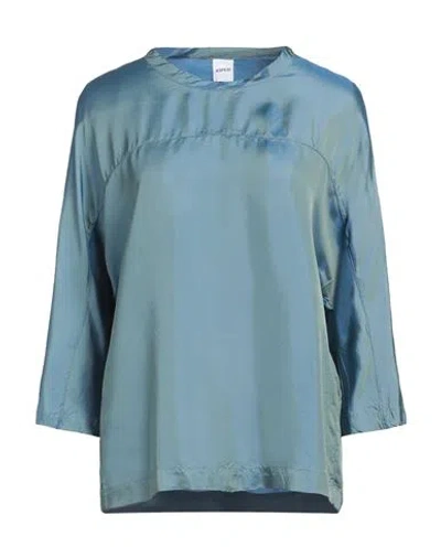 Aspesi Woman Top Slate Blue Size 10 Acetate, Viscose