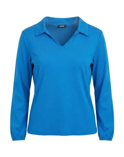 Aspesi Woman T-shirt Bright Blue Size S Viscose, Nylon, Elastane