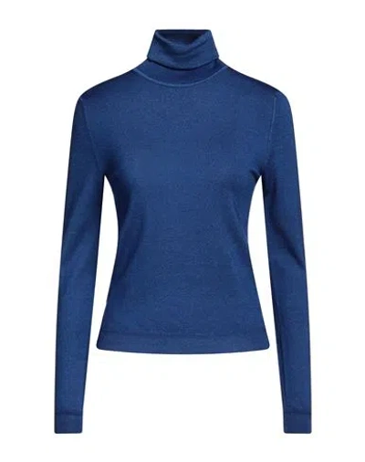 Aspesi Woman Turtleneck Blue Size 4 Wool In Blue