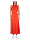 Aspesi Waist Belted Halter Neck Maxi Dress In Orange