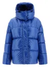 Aspesi Hooded Quilted Jacket Elasticated Cuffs In Blue