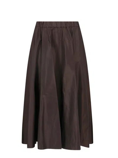 Aspesi Women's Pleated A-line Midi Skirt In Brown