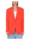 Aspesi Lapel Collar Knitted Blazer In Orange