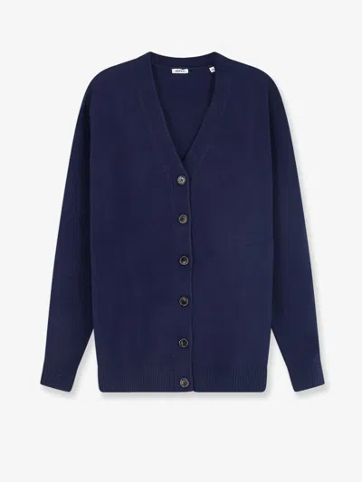 Aspesi Wool And Cashmere Blend Cardigan In Blue