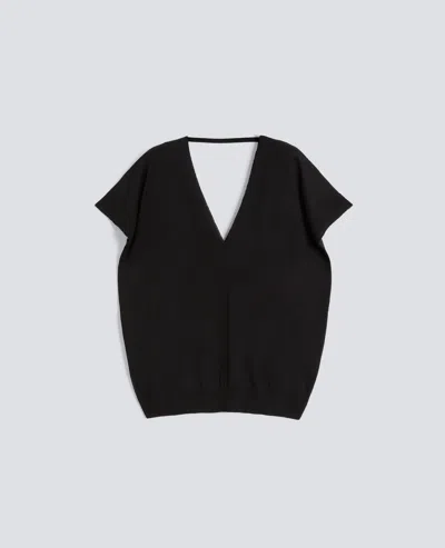 Aspesi Wool And Silk V-neck Sweater In Black