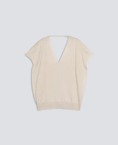 Aspesi Wool And Silk V-neck Sweater In Neutral