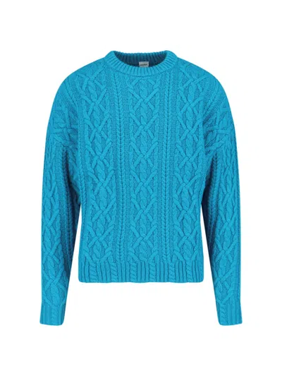 Aspesi Wool Braided Sweater In Blue