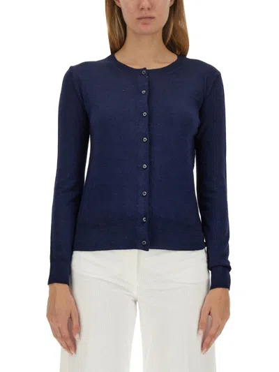 Aspesi Collar Buttoned Cardigan In Blue