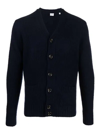 Aspesi Wool Cardigan With Pockets In Blue