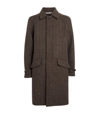 Aspesi Wool Check Coat In Brown