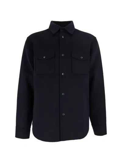 Aspesi Wool Flap-pocket Shirt Jacket In Black