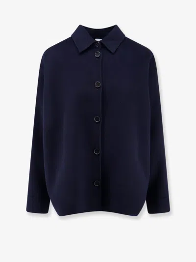 Aspesi Wool Jacket With Buttons In Blue