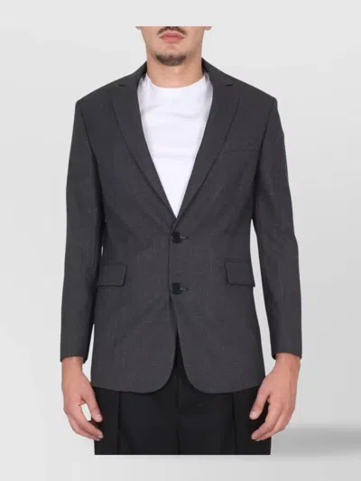 Aspesi Wool Jacket With Flap Pockets And Lapel In Grey