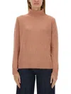 Aspesi High-neck Wool Jersey With Ribbed Hem In Brown