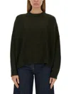 Aspesi Relaxed Fit Green Wool Jersey Sweater In Green
