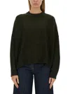 Aspesi Relaxed Fit Green Wool Jersey Sweater In Green