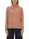 Aspesi High-neck Wool Jersey With Ribbed Hem In Pink