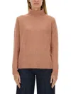 Aspesi High-neck Wool Jersey With Ribbed Hem In Pink