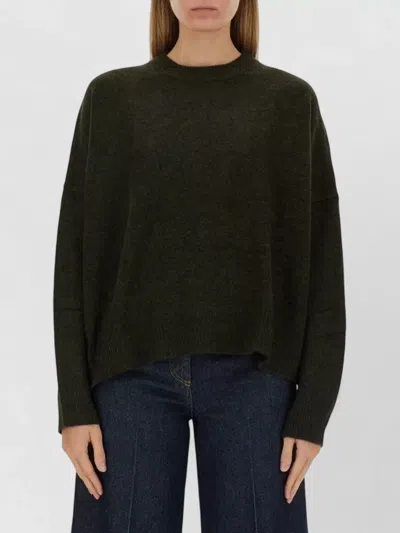 Aspesi Wool Jersey Top Long Sleeves In Black