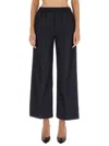 Aspesi Wool Trousers Elastic Waistband In Blue