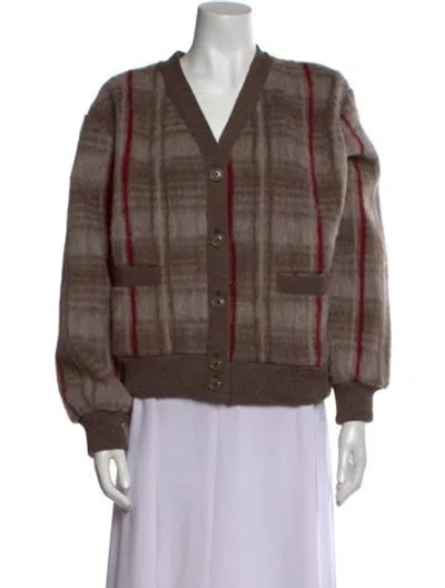 Pre-owned Aspesi Wool Plaid Print Sweater W/ Tags In Brown
