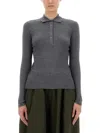 Aspesi Knitwear Polo Collar Long Sleeves Ribbed Texture In Gray