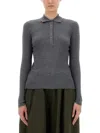 Aspesi Knitwear Polo Collar Long Sleeves Ribbed Texture In Gray