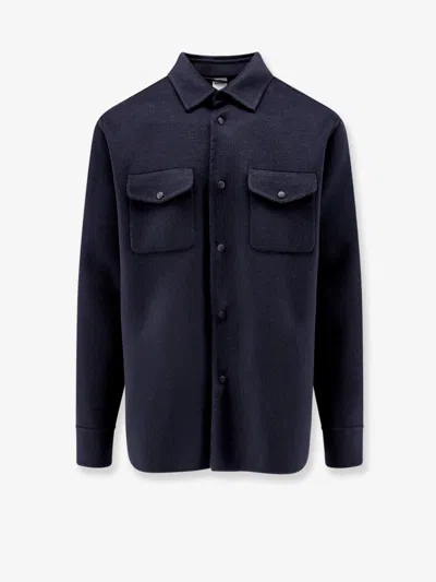 Aspesi Snap-button Overshirt Jacket In Blue