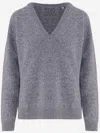 Aspesi Wool Sweater With V-neck In Gray