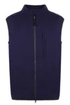 Aspesi Wool Vest Sleeveless High Collar In Blue