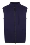Aspesi Wool Vest Sleeveless High Collar In Blue