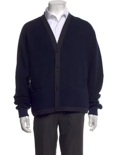 Pre-owned Aspesi Wool V-neck Cardigan In Blue