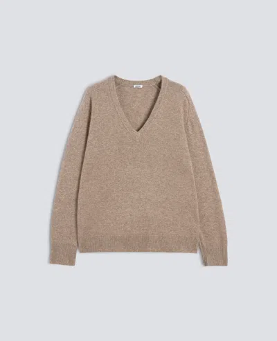 Aspesi Wool, Yak And Cashmere Deep V-neck Knit - Dove Grey In Brown