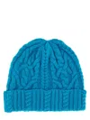 Aspesi Knit Cable Folded Brim Hat In Blue