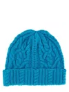 Aspesi Knit Cable Folded Brim Hat In Blue