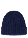 Aspesi Knit Ribbed Folded Cuff Hat In Blue