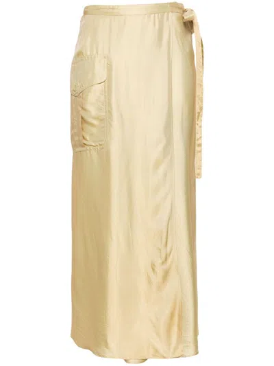 Aspesi Metallic Wrap Cargo Skirt In Beige