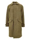 Aspesi Wright Herringbone Single-breasted Coat In Brown