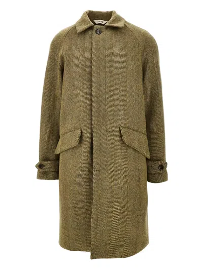 ASPESI WRIGHT HERRINGBONE SINGLE-BREASTED COAT