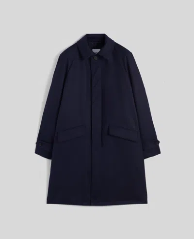 Aspesi Wright Wool Twill Raincoat In Blue
