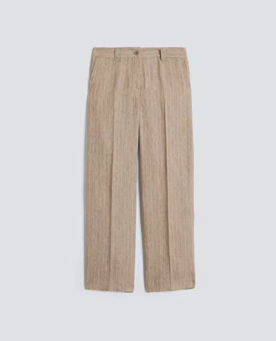Aspesi Yarn-dyed Linen Trousers With Delaveffect In Neutral