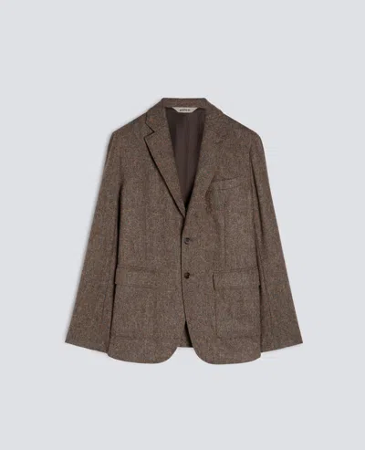 Aspesi Yarn-dyed Pure Virgin Wool Blazer - Grey In Brown