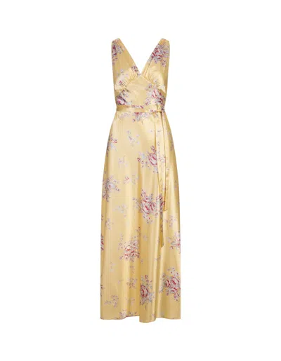 Aspesi Yellow Printed Polyester Petticoat Dress