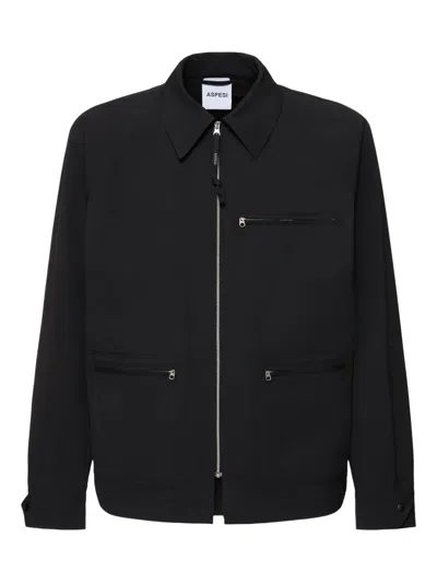 Aspesi Zip-front Pocket Jacket In Blue